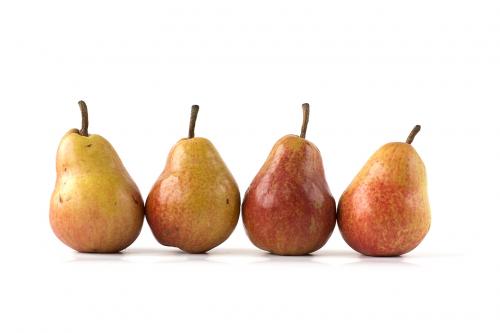 Four plums isolated on white