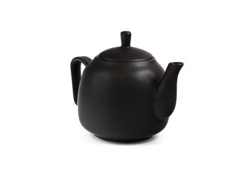 Black ceramic teapot isolated on white